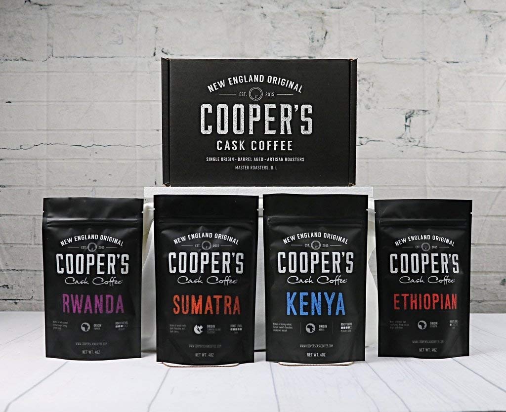 4 bags of single origin coffee included in the single origin box set