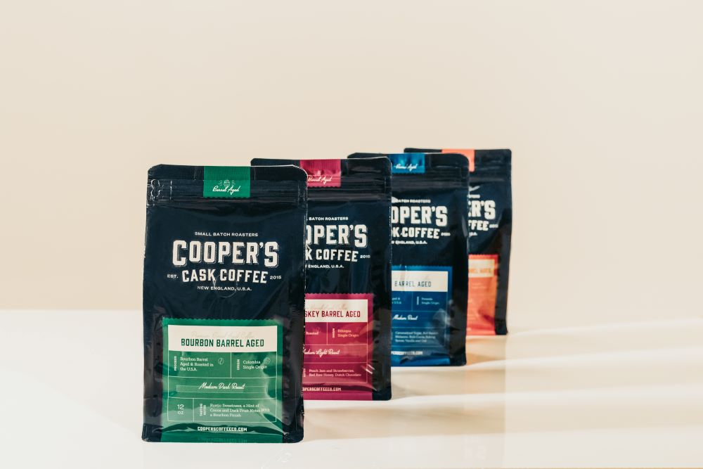 A nice portrait of Cooper's Craft Coffee's barrel aged coffee lineup