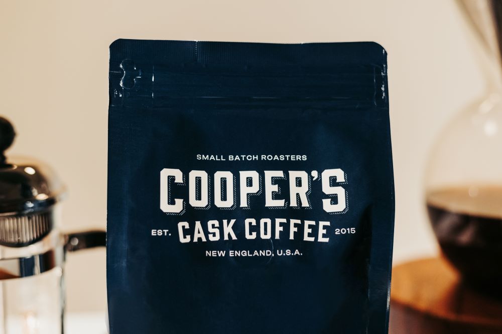 picture of the top of a cooper's cask coffee bag showing it unopened for how long does coffee last