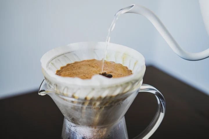 Preparing pour over gourmet coffee