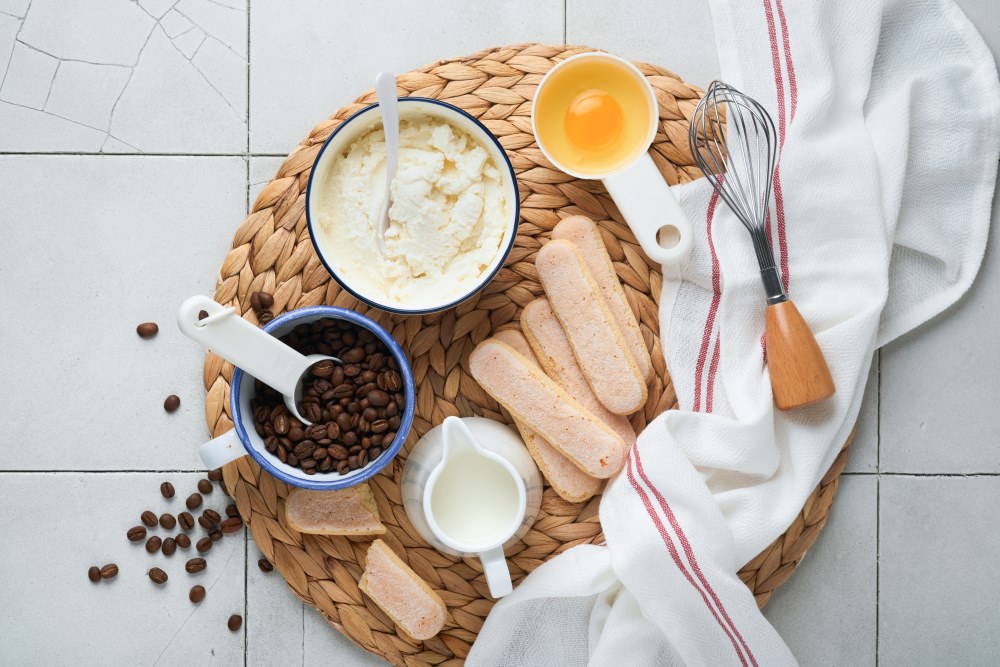 picture of the ingredients for making tiramisu when cooking with coffee