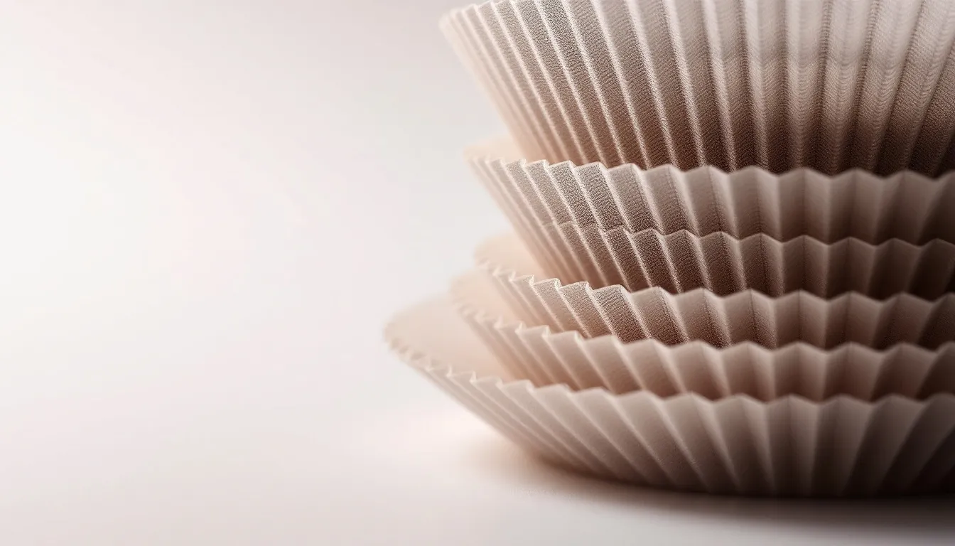 A close-up of paper AeroPress micro filters stacked neatly, showcasing their texture and quality.